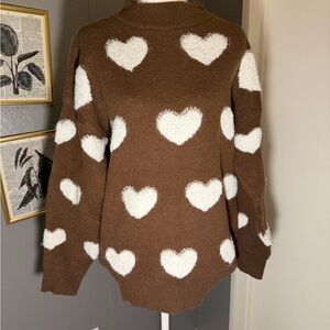 Brown Heart Pattern‎ Sweater